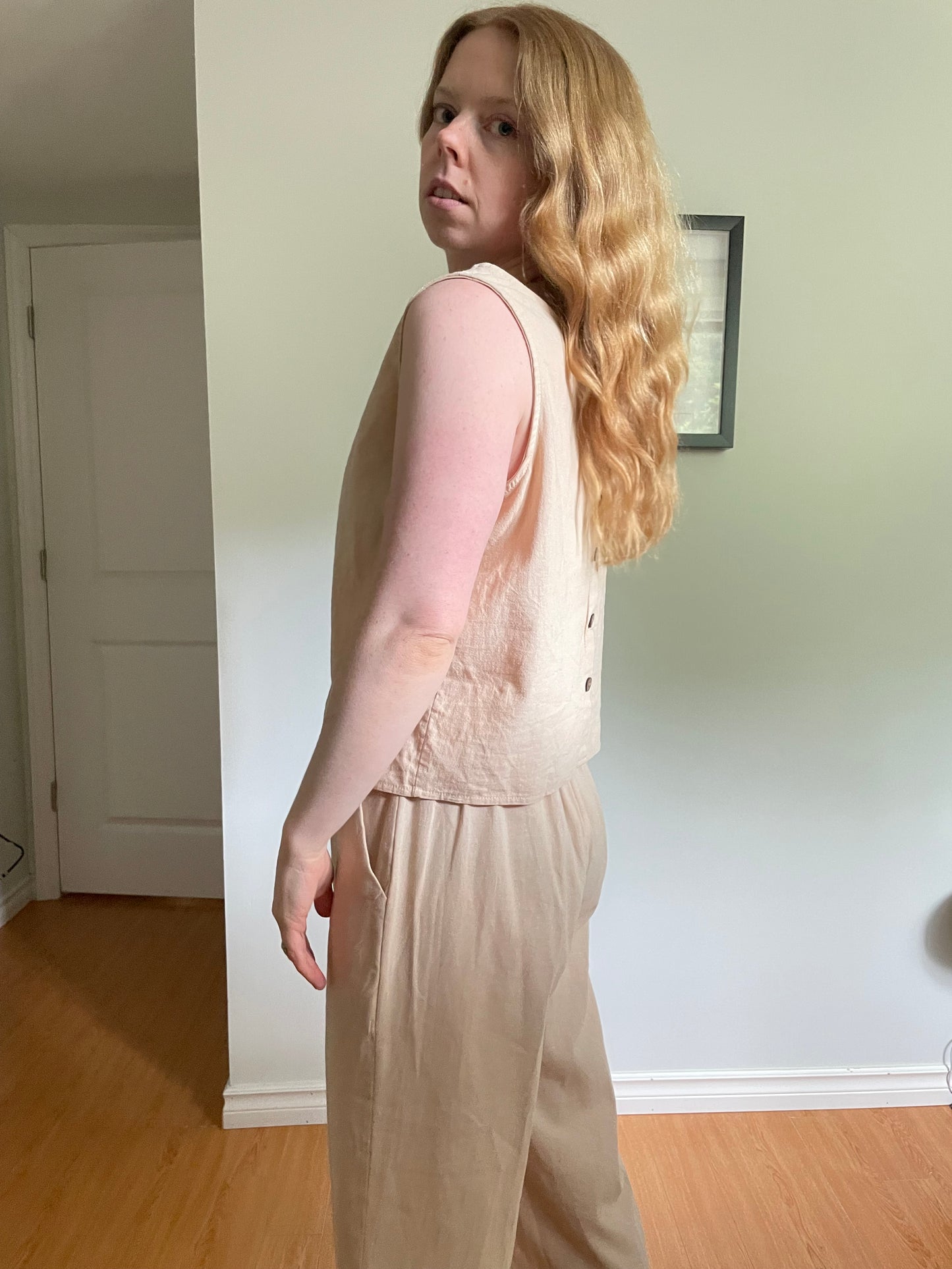 Natural Cotton Linen Blend Matching Set – Top & Culottes – Small