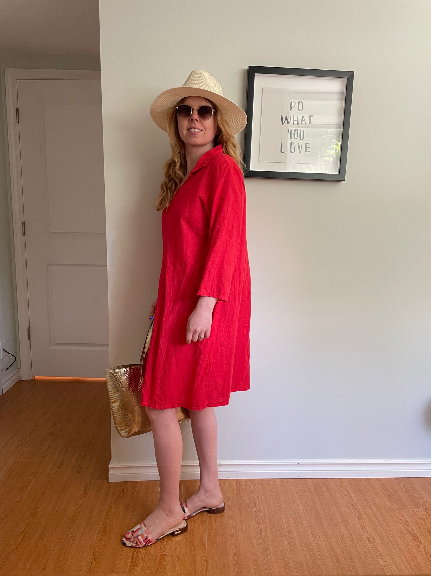 Terzo Millennio Red Italian Linen Shift Dress – Medium