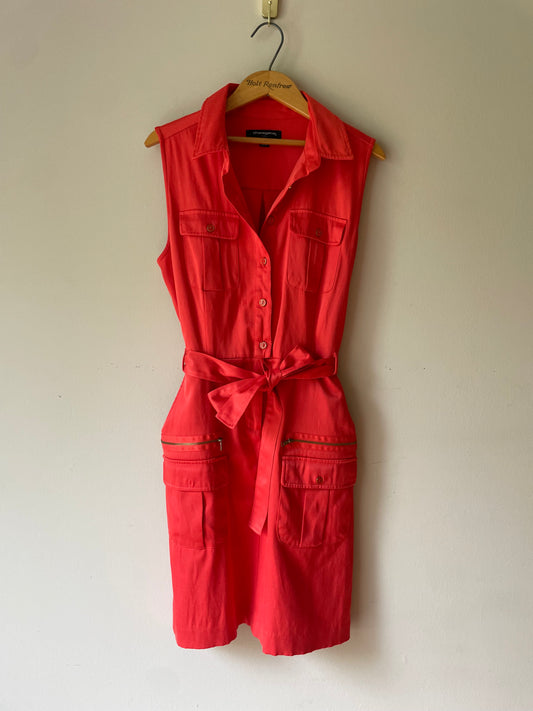Sharagano Red Utility Belted Sleeveless Dress – Size 10