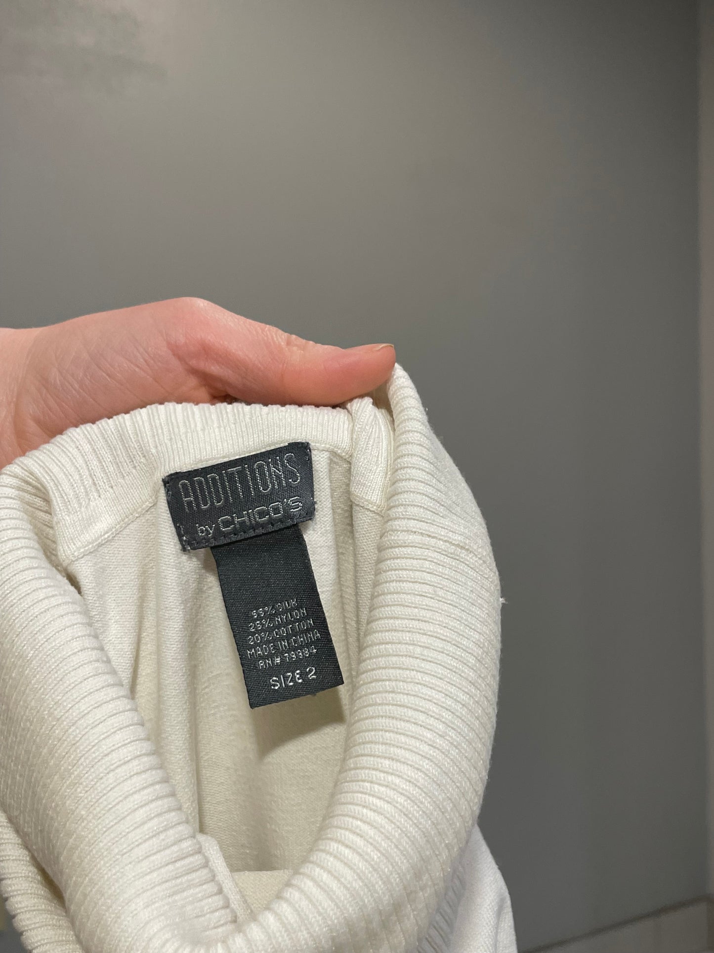 Additions by Chico’s Cream Sleeveless Mock Neck Knit Top – Size 2