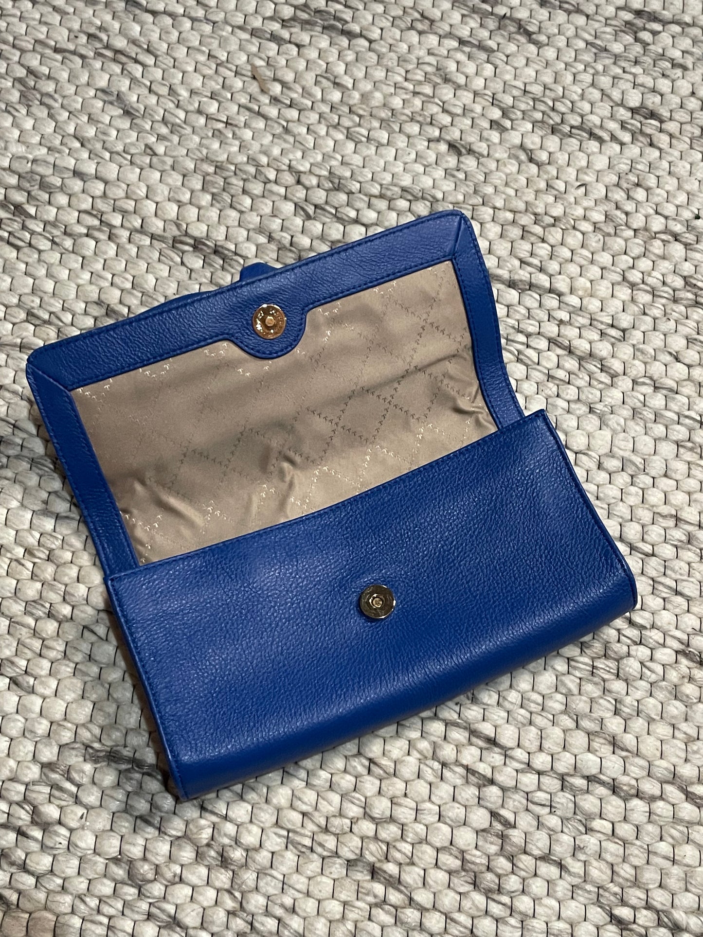 Talbots Cobalt Blue Leather Bow Clutch Wallet