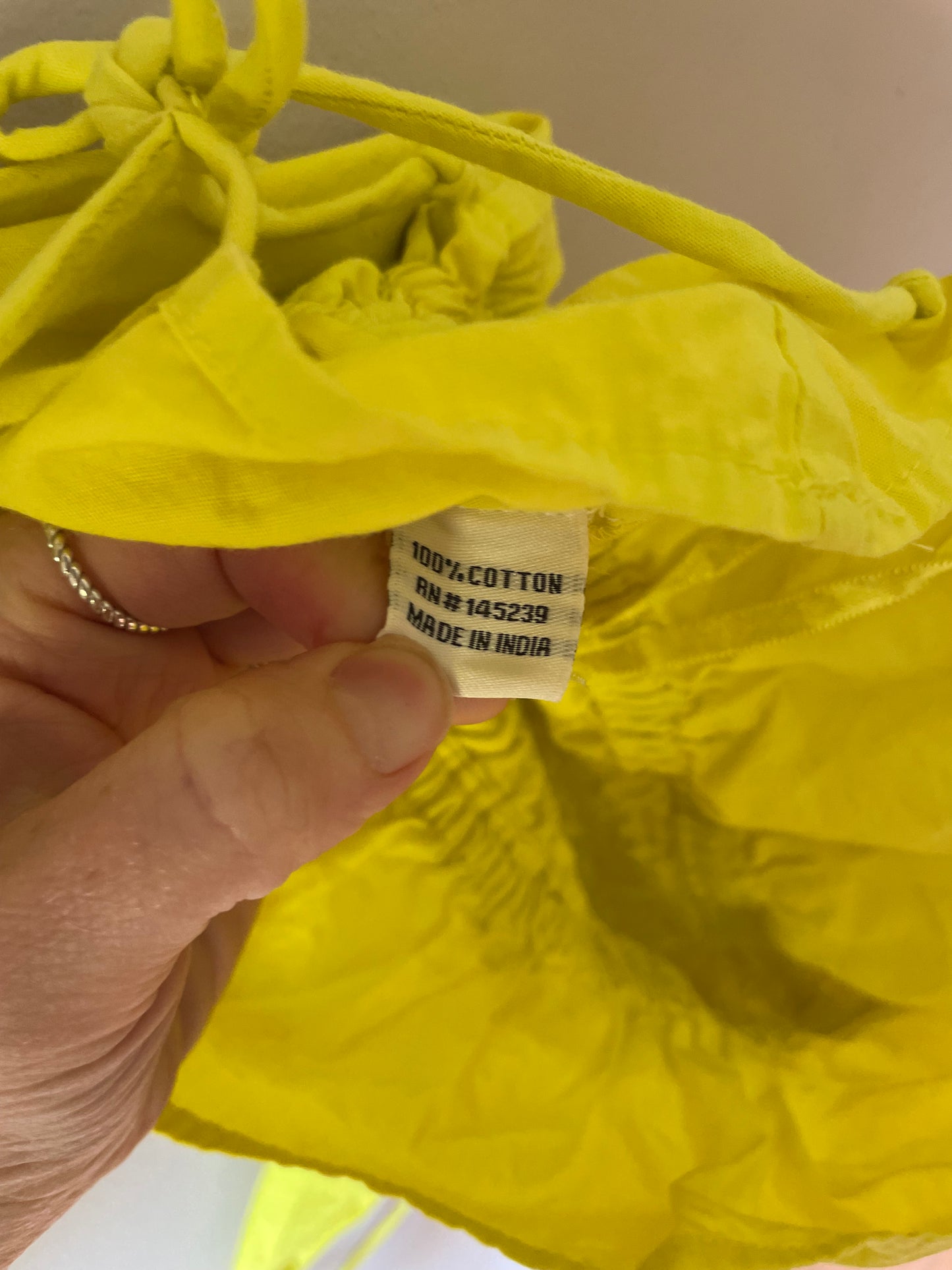 Sem & Sam Neon Yellow Cotton Smocked Crop Top – M/L