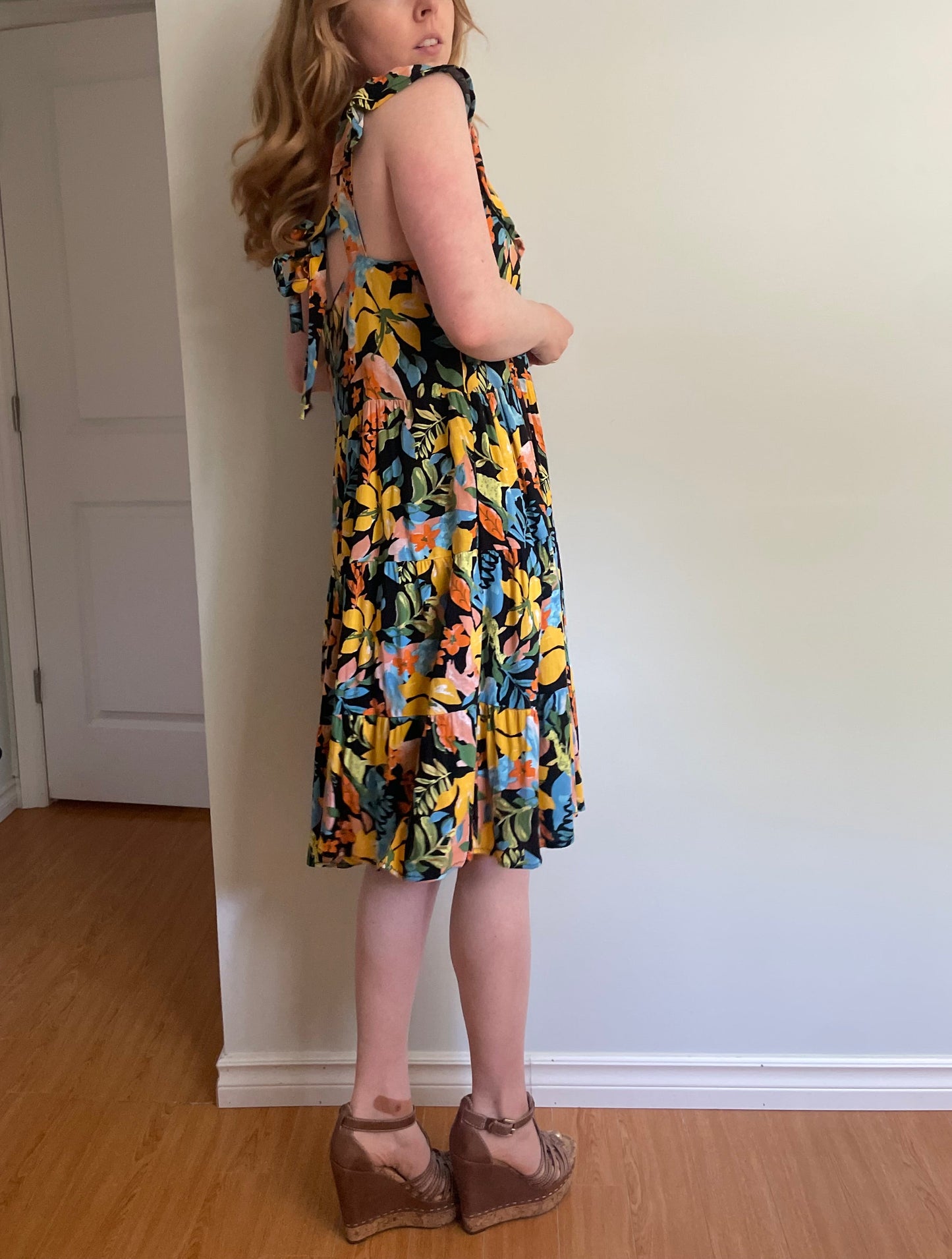 Tribal Femme Tropical Floral Tiered Dress - Medium