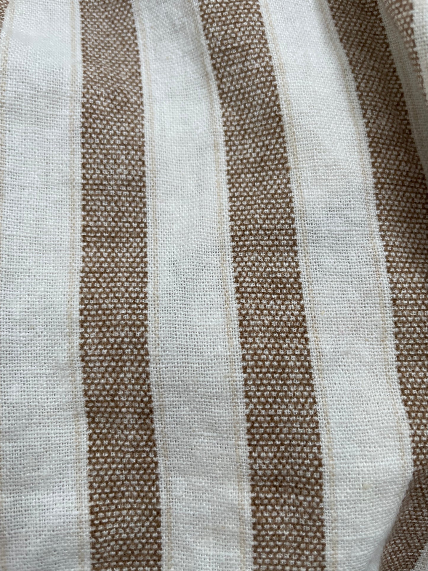 Beige + Ivory Striped Natural Fiber Paperbag Waist Shorts - S/M