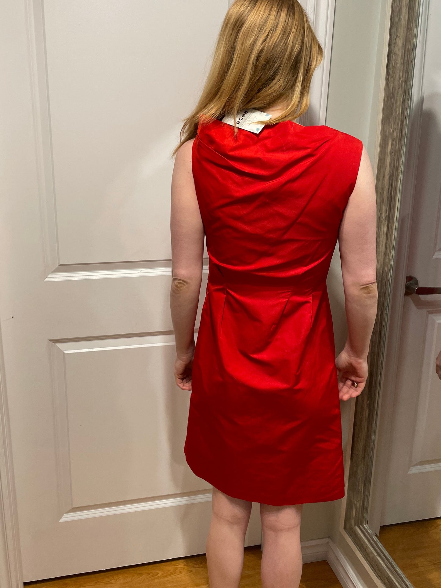 Lida Baday Red Gathered Sheath Dress - Size 2