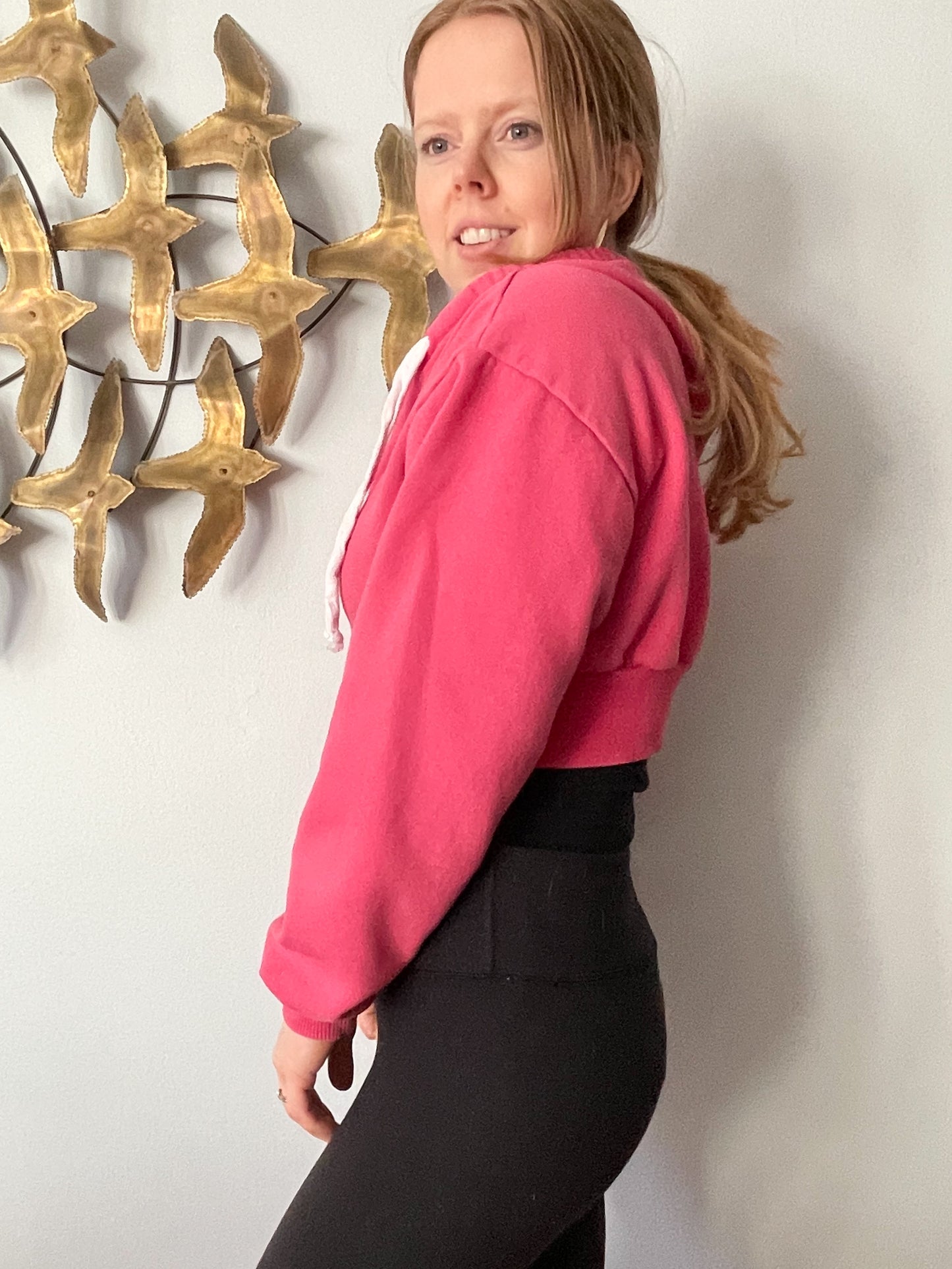 Pretty Little Thing Pink Cropped Zip Up Hoodie - S/M