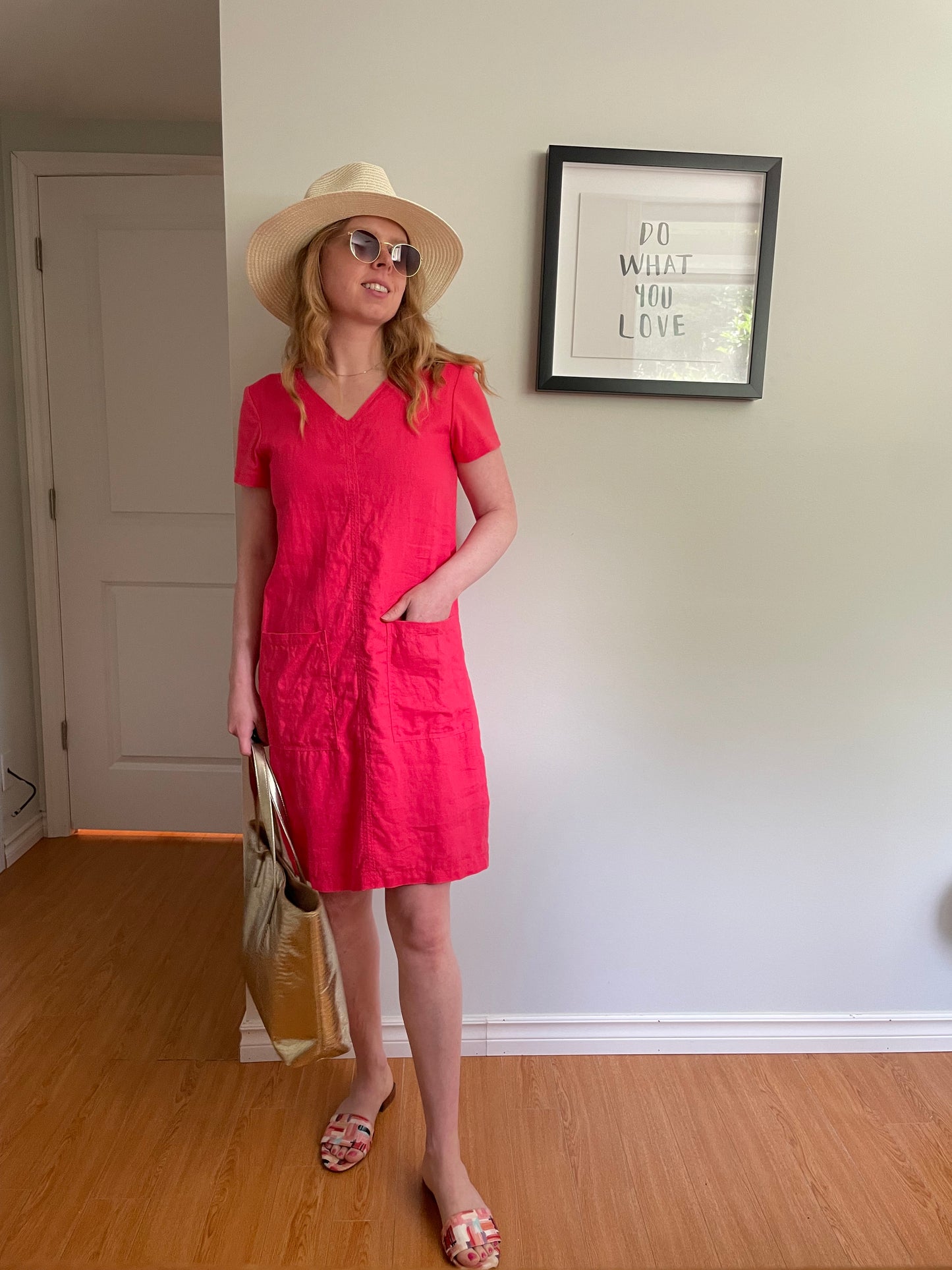 BLU No. 9 – Hot Pink Linen Pocket Dress – XS