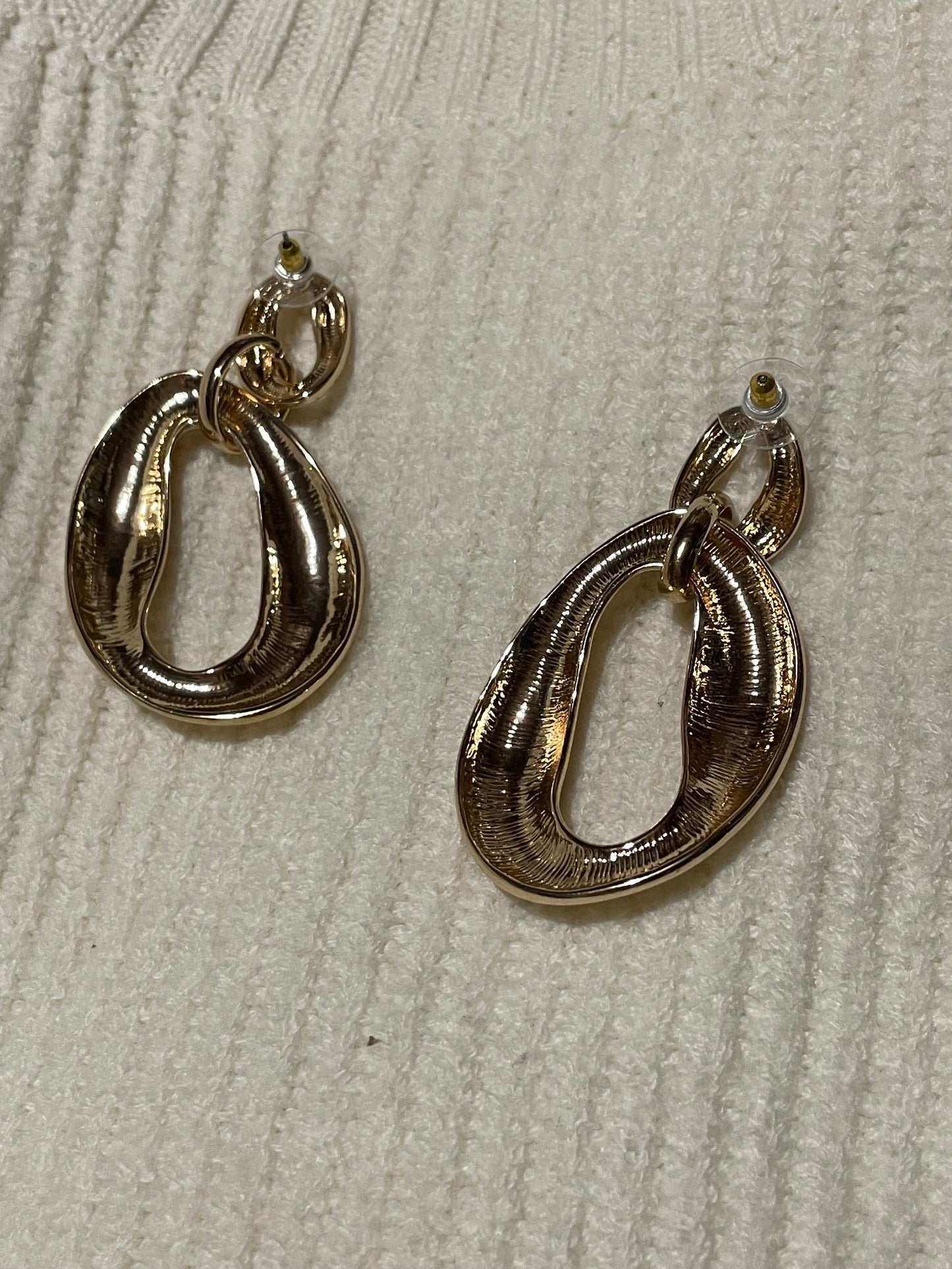Gold Sculptural Link Drop Earrings