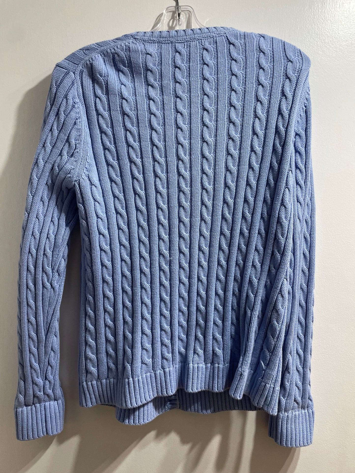 L.L. Bean Lilac Cable-Knit Cotton Cardigan Sweater – Large