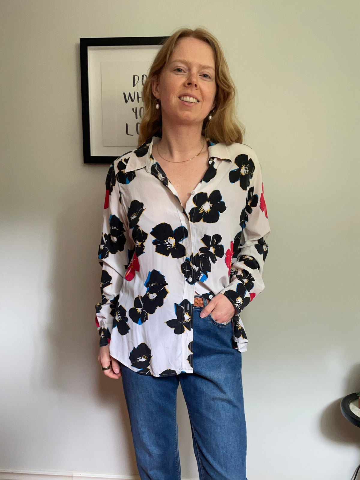 Equipment Femme Ivory Multicolour Floral Silk Button-Up Shirt – Large