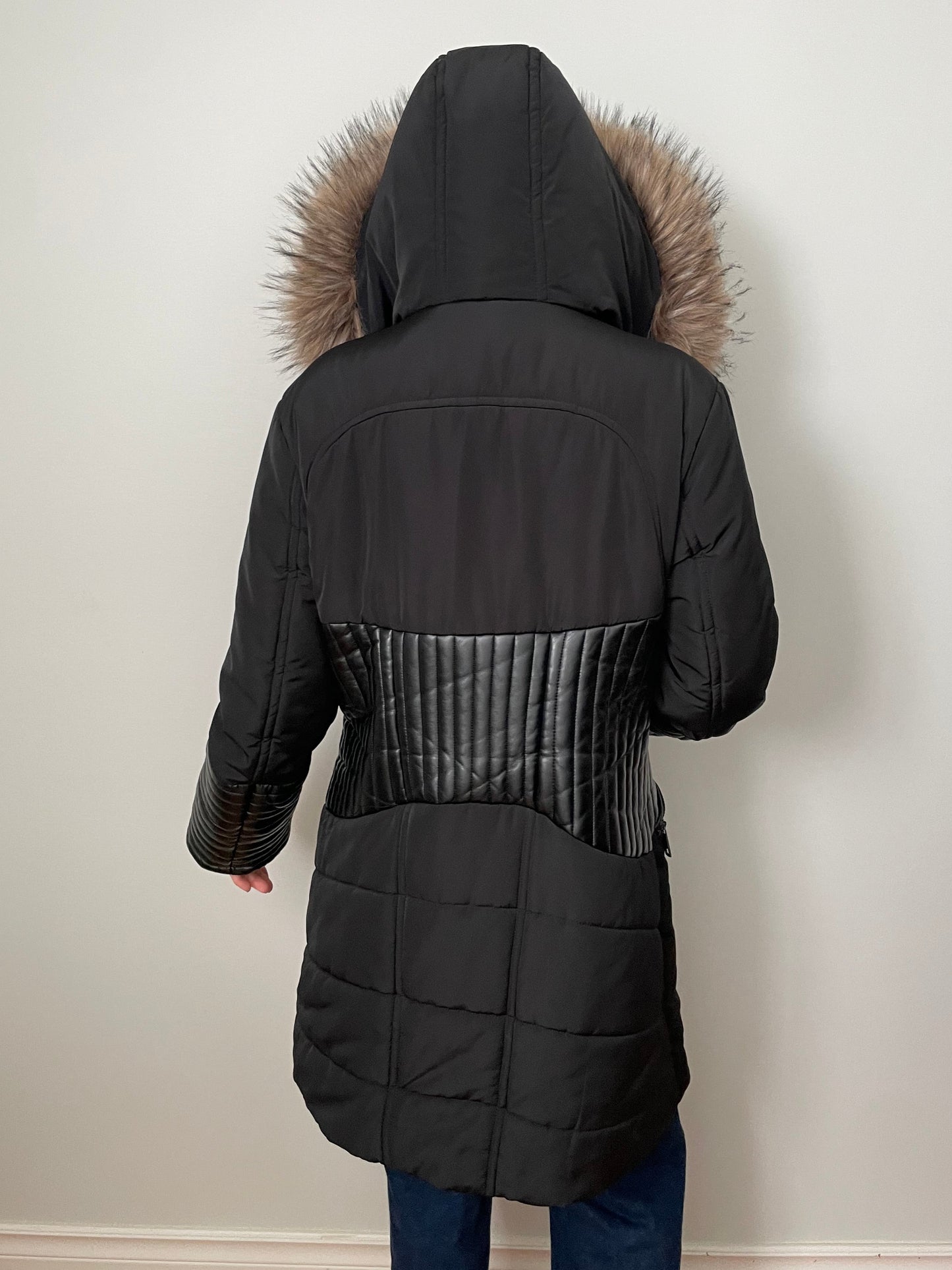 Northside Black Quilted Faux-Fur Hooded Winter Coat – Size 14