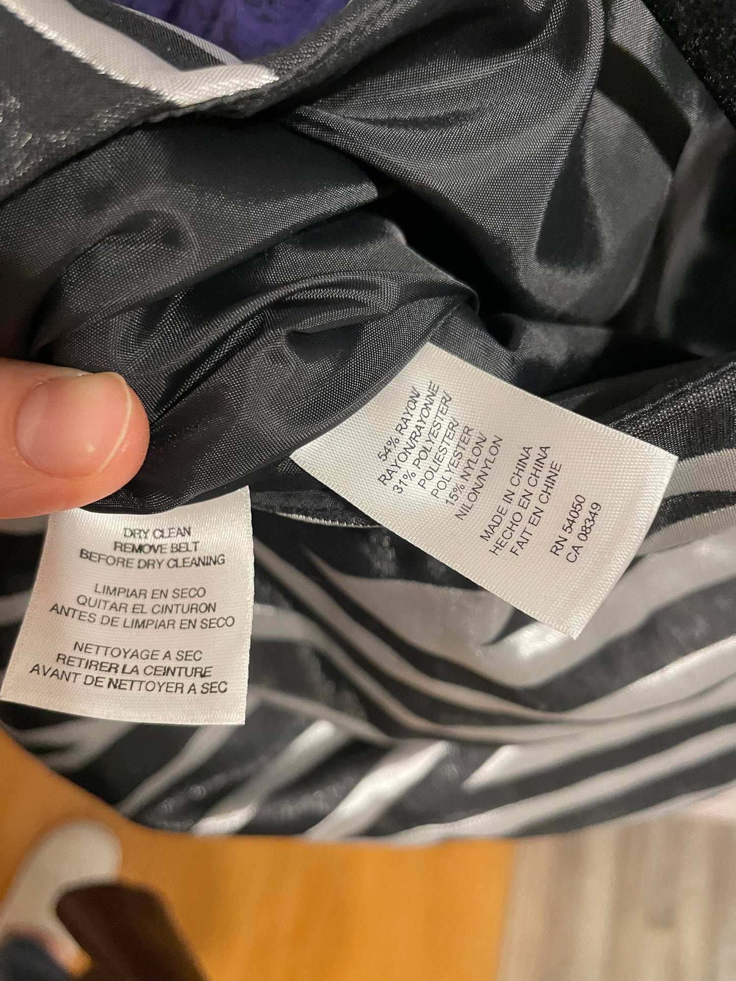 Nine West Black & Silver Chevron Sheath Dress with Red Belt – Size 14