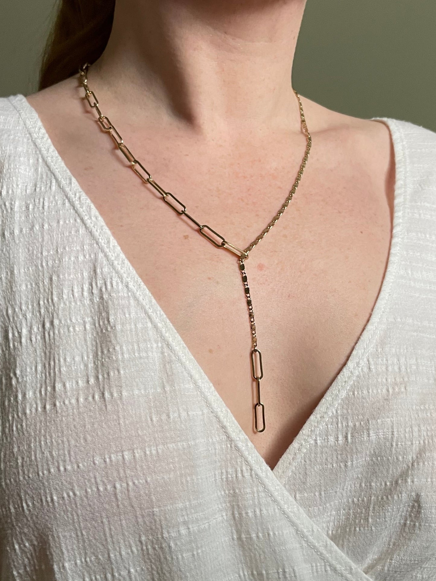 PILGRIM Gold Tone Mixed Link Y-Necklace