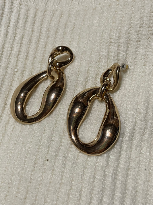Gold Sculptural Link Drop Earrings