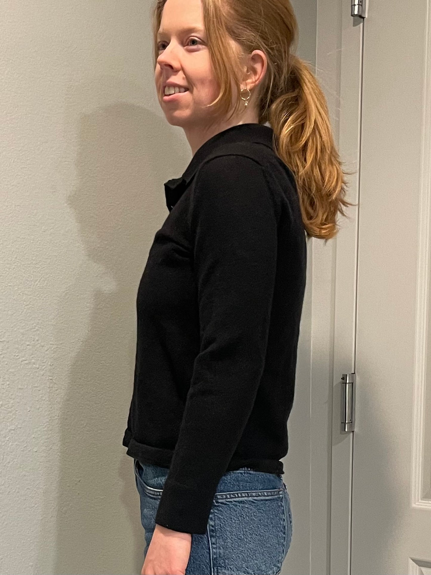 Banana Republic Black Italian Merino Wool Collared Sweater – Small