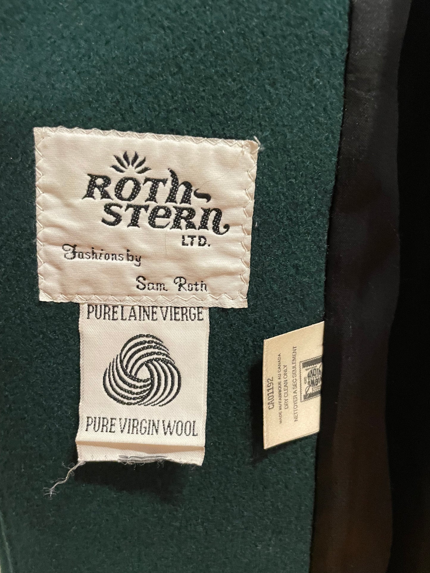 Roth-Stern Deep Forest Green Pure Virgin Wool Coat – Medium/Large