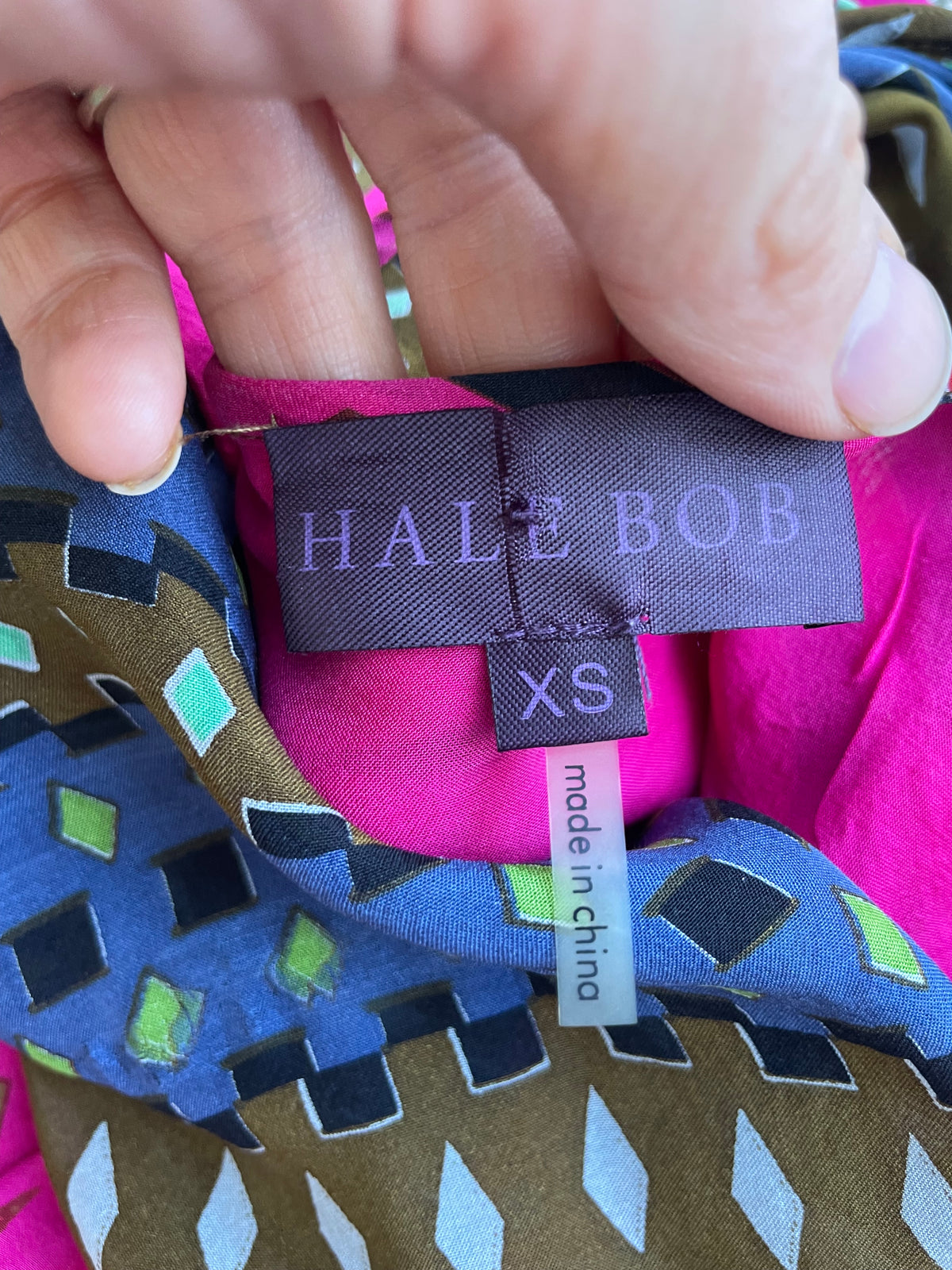 Hale Bob Pink Multicolour Geometric Silk Blouse – XS/S