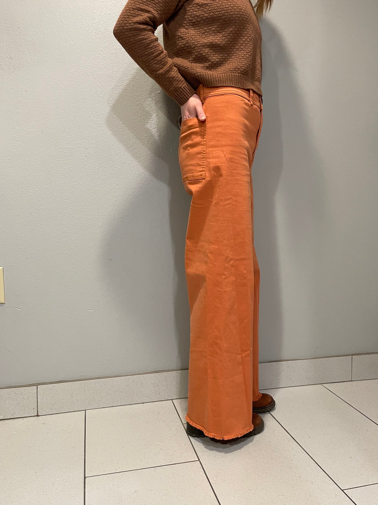 Billabong Rust Orange Wide-Leg Cotton Pants – Size 28