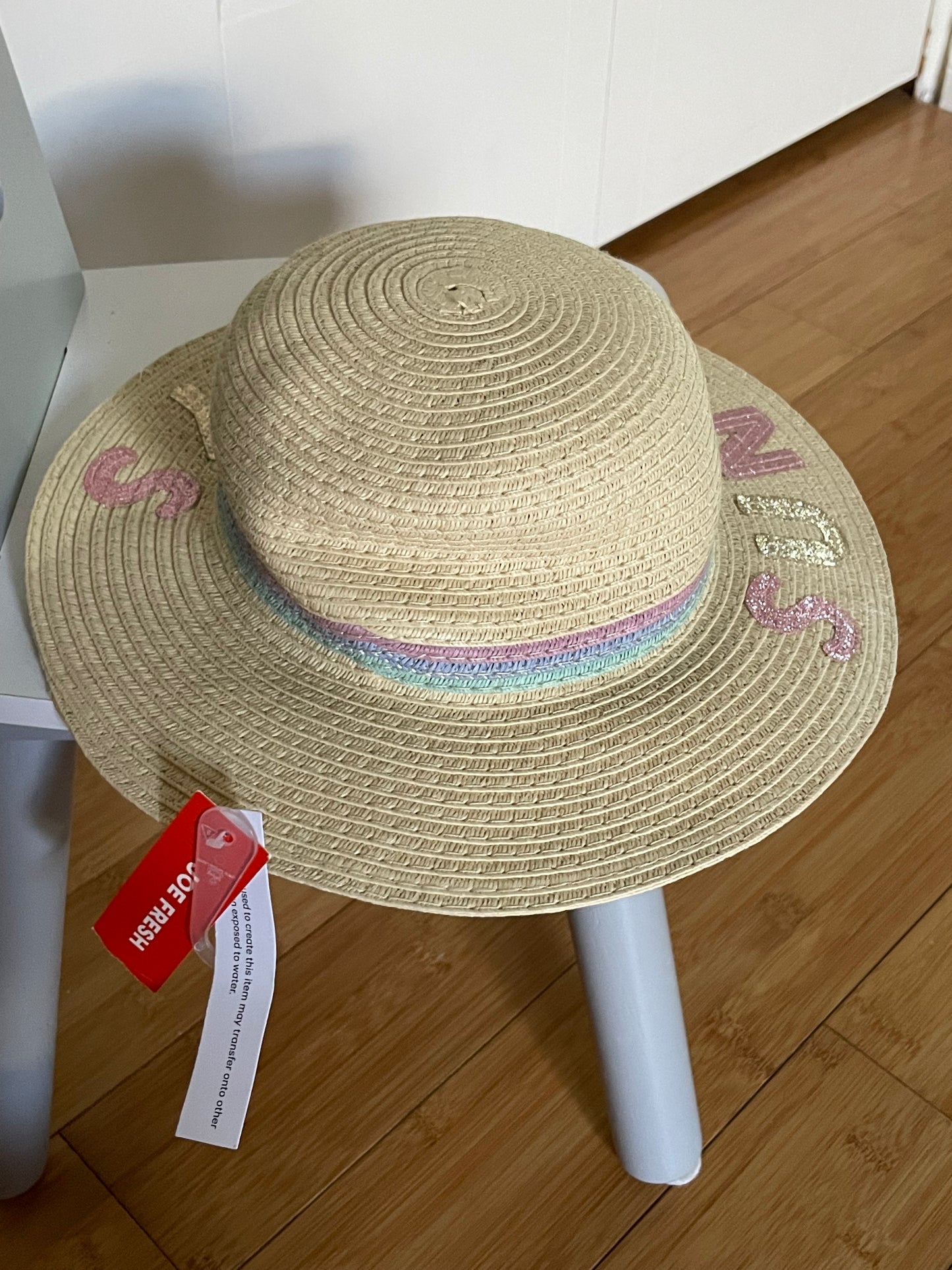 Joe Fresh Cream “Sandy Beach” Glitter Sun Hat – Baby 0–12M