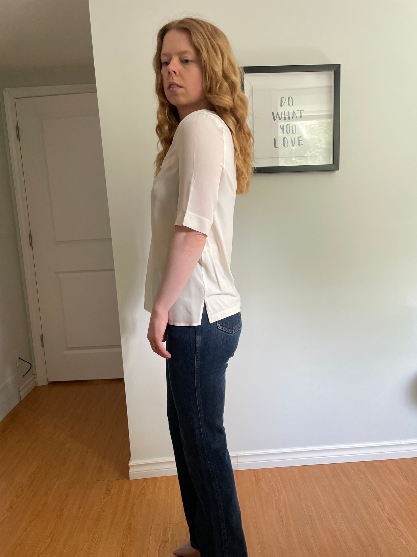 Falconeri Cream Silk V-Neck Top - Small