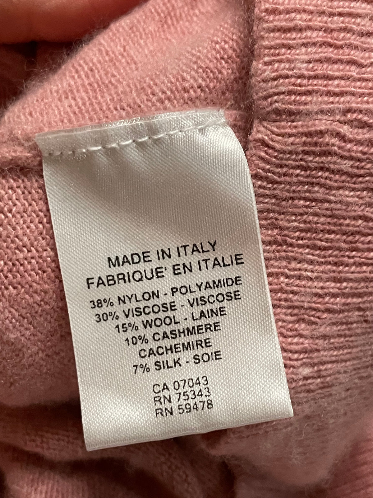 Bianco & Blu Dusty Rose Wool & Silk Blend Sweater – M/L/XL