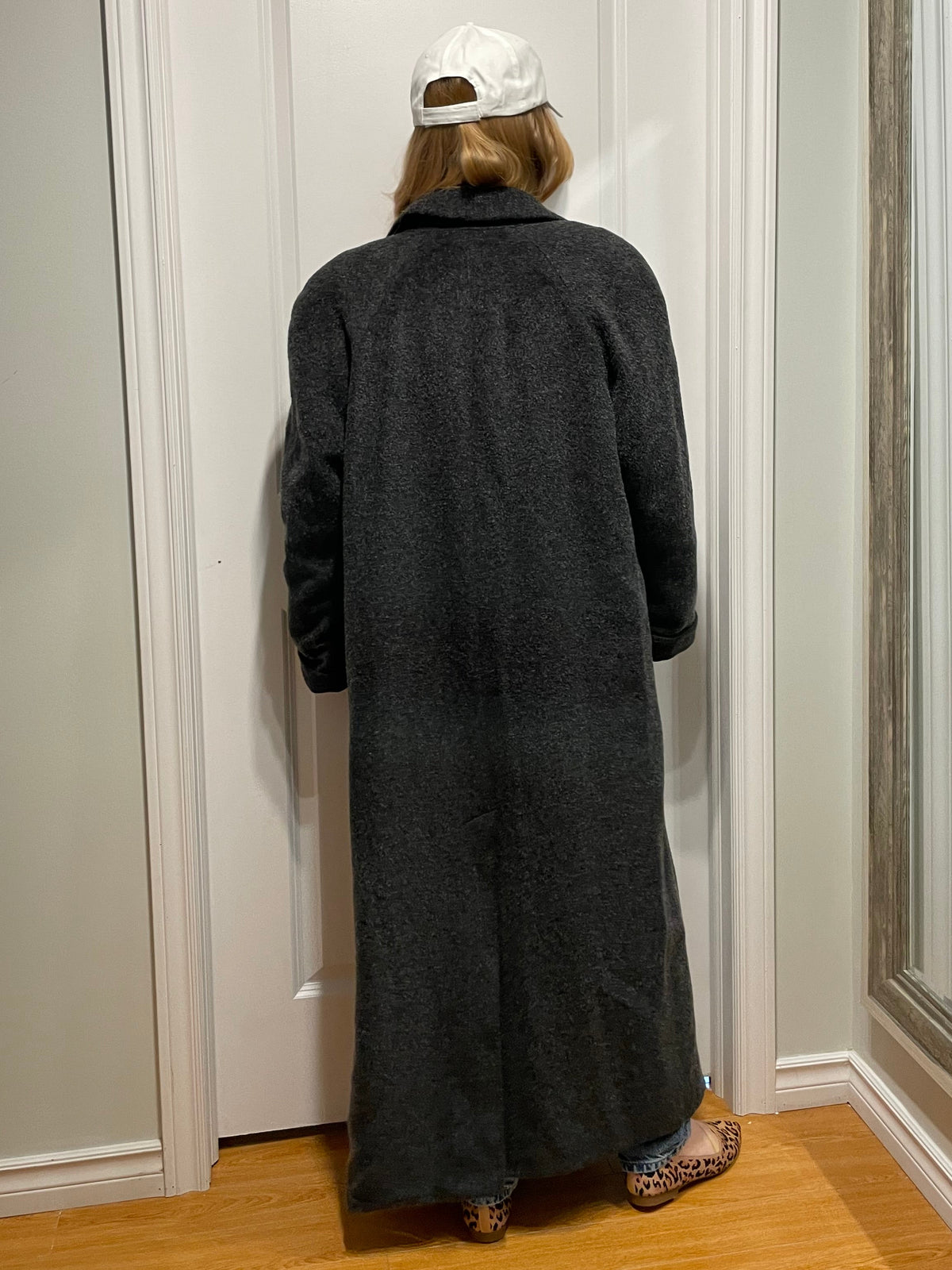 Walker Classic Fashion Charcoal Kid Mohair Long Coat – Size 14-16