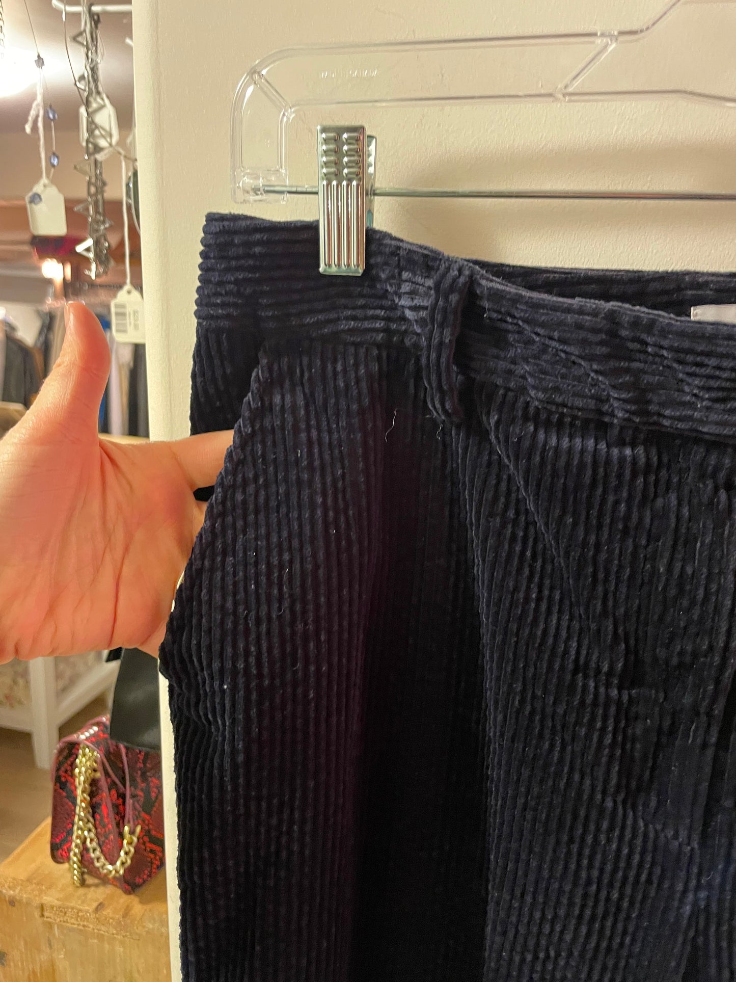COACH Navy Cotton Corduroy Wide Leg Pants - Size 8