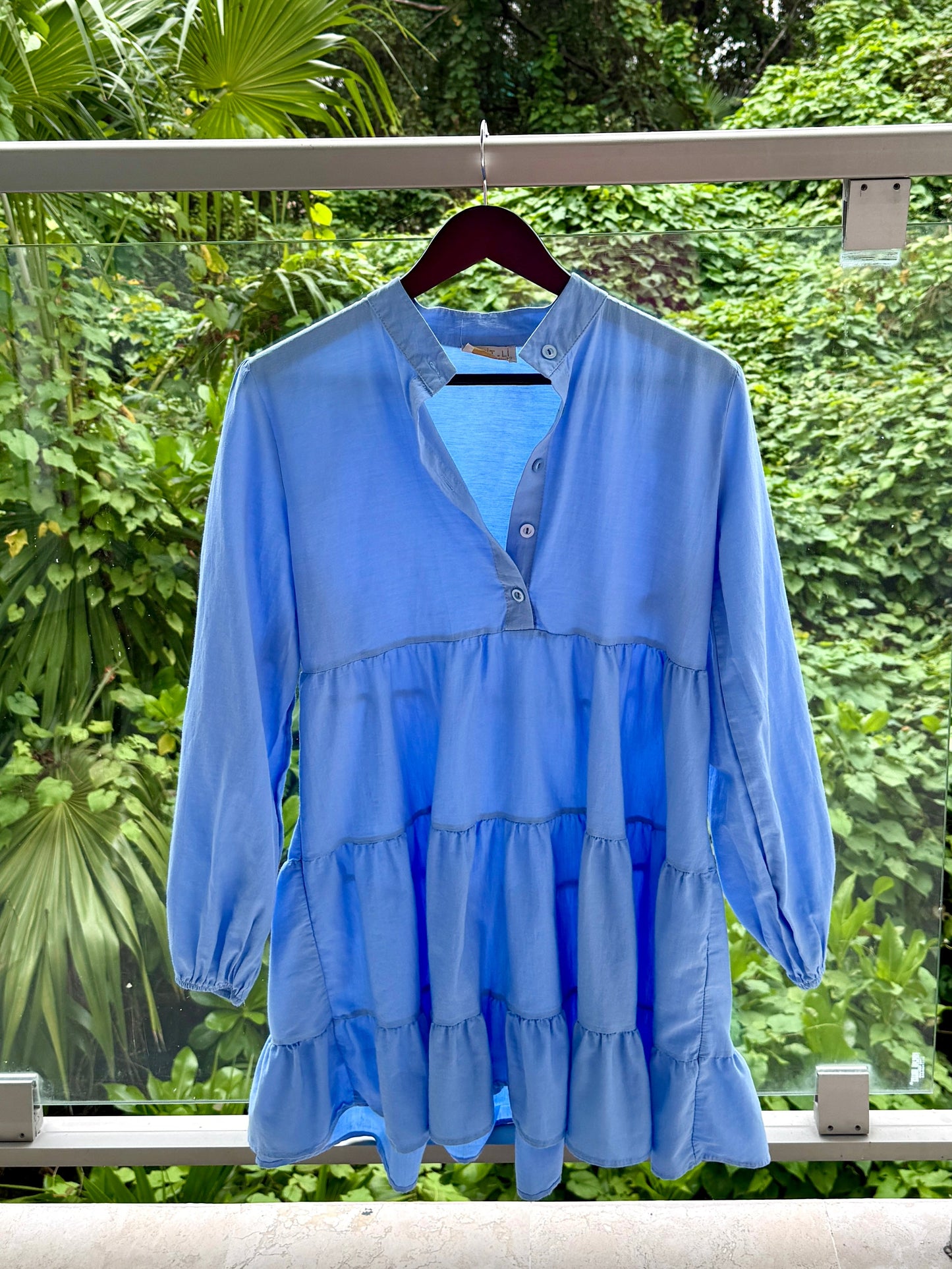 SEVIT-LI Blue Tiered Button Dress | Size 42