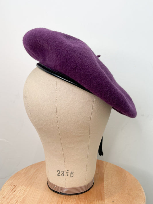 Vintage Purple 100% Wool Beret Hat