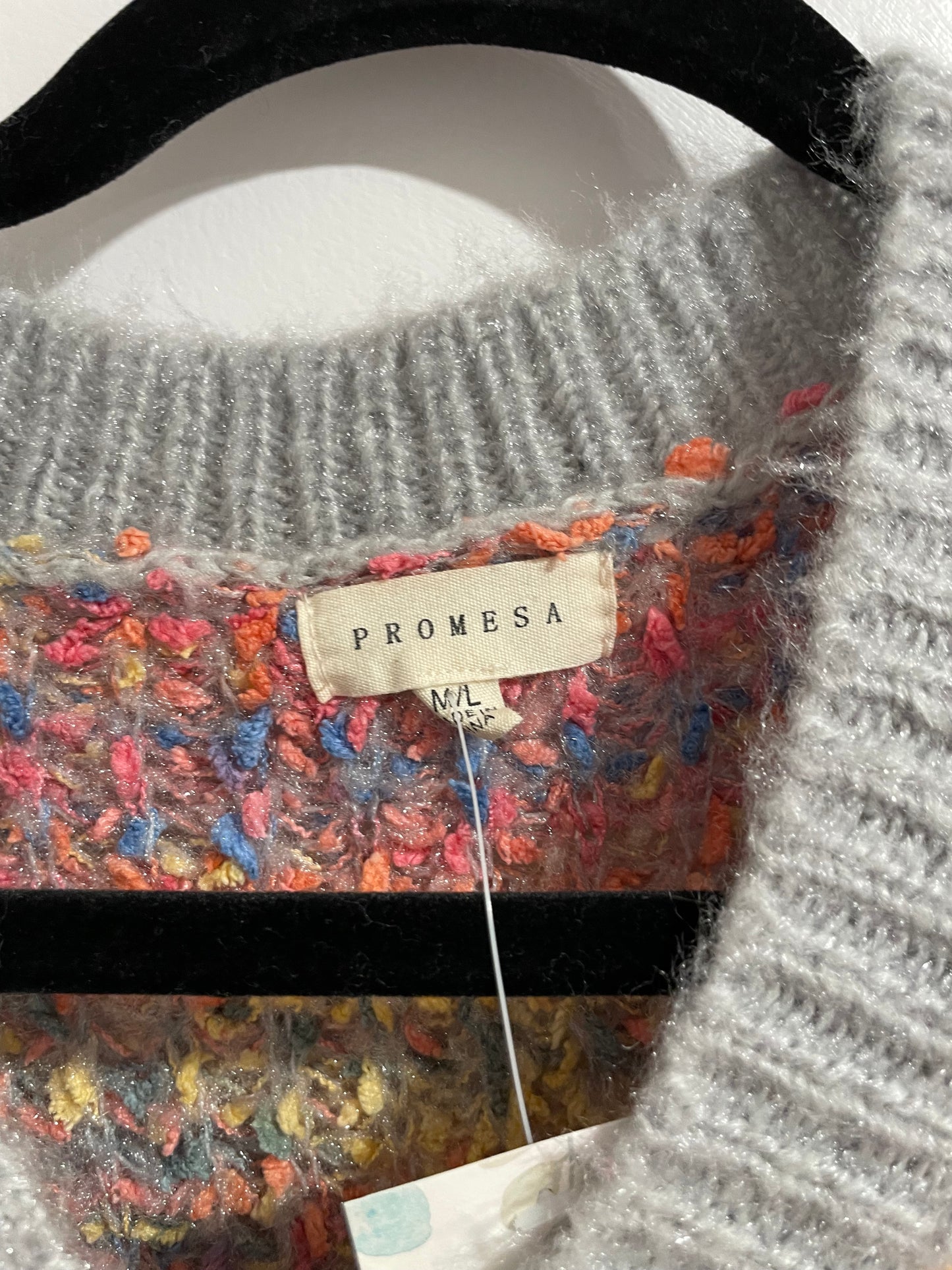 Promesa Multicolour Bouclé Knit V-Neck Sweater – Size M/L