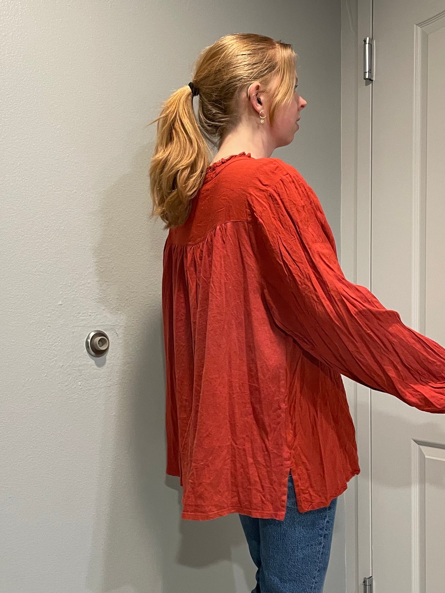 Lane Bryant Rust Red Button-Front Blouse – Size 20