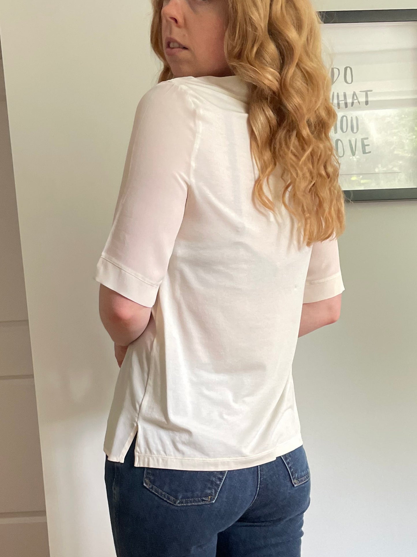 Falconeri Cream Silk V-Neck Top - Small
