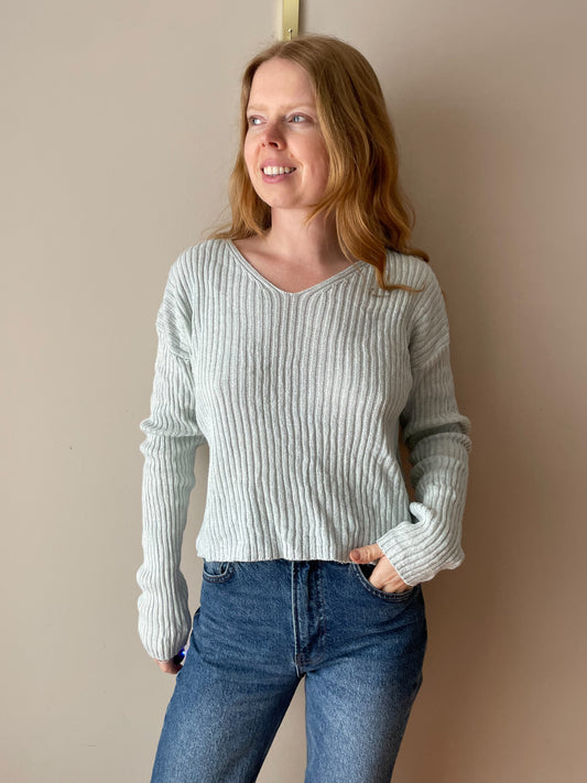 NOBO Baby Blue Cropped Knit Sweater - Large