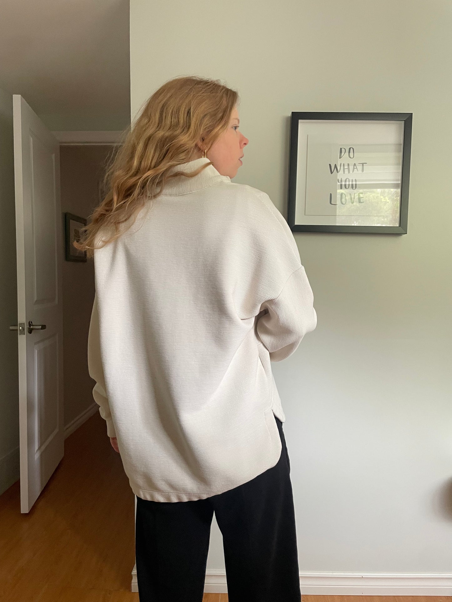 Shambhala Cream Ribbed Half-Zip Pullover Sweater - Medium