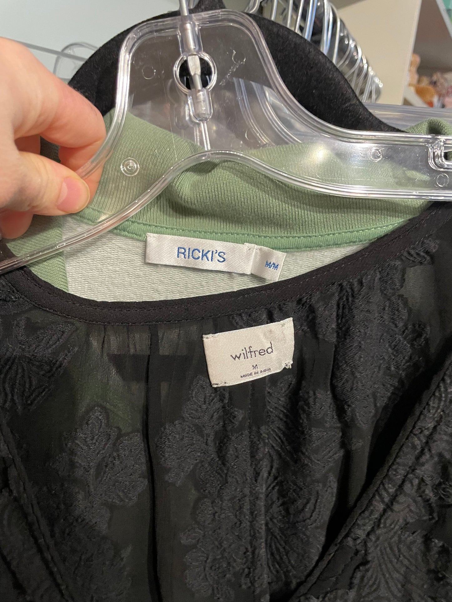 Wilfred Black Embroidered Chiffon Ruffle Blouse - Medium