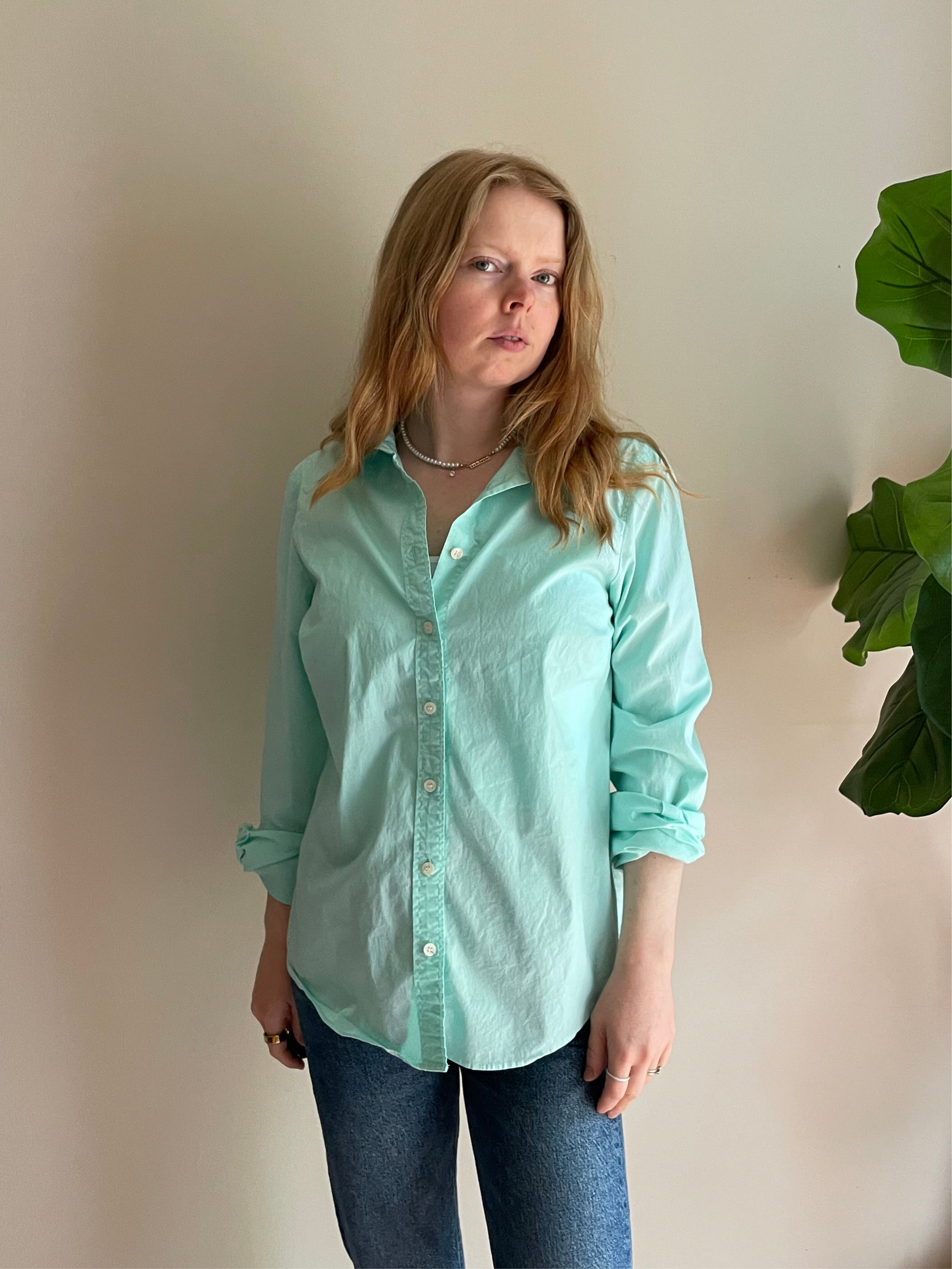 j crew dress shirt J.Crew Haberdashery Mint Green Cotton Botton Down Shirt – Size Large – Le Prix Fashion & Consulting