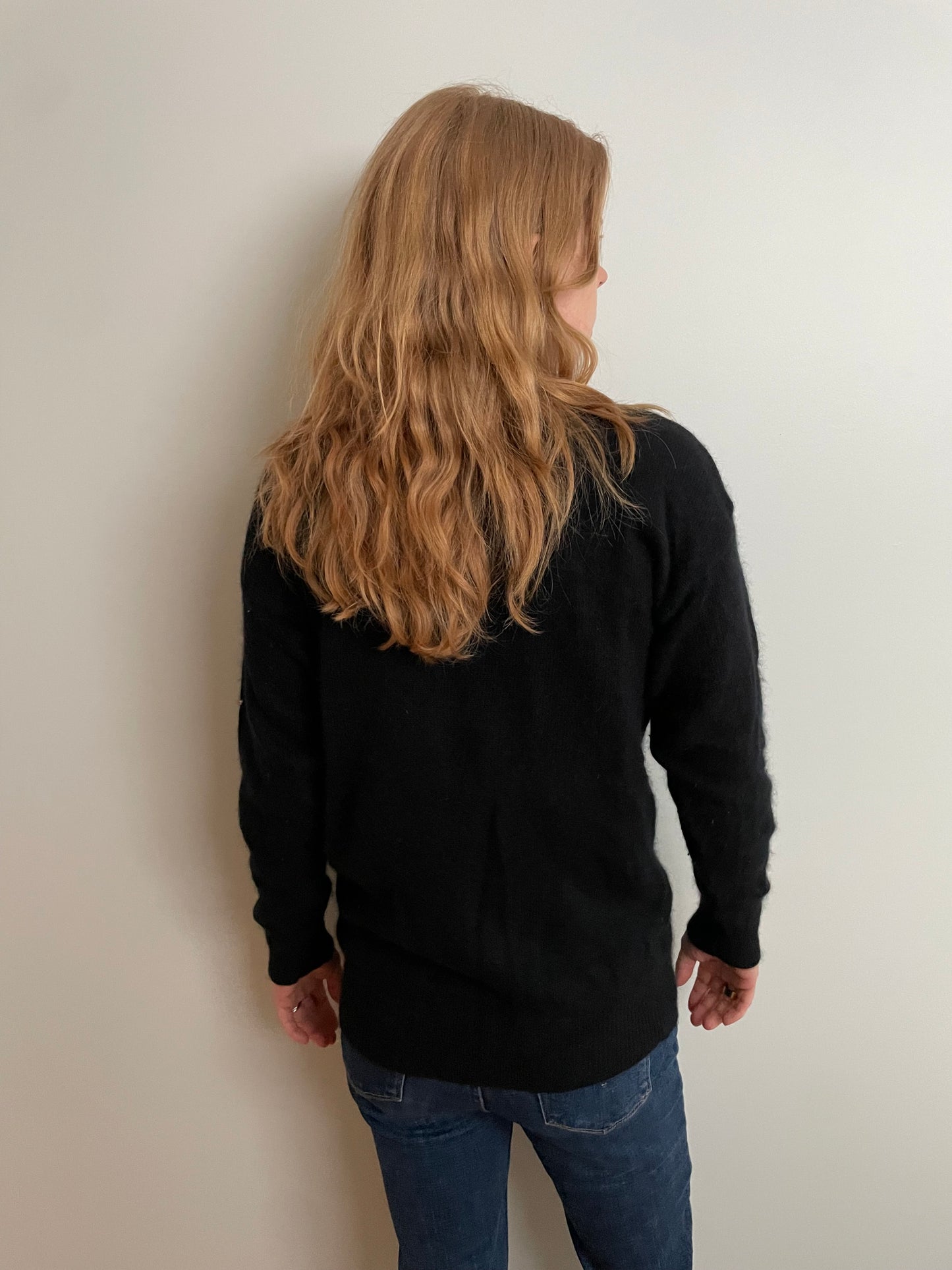 Rino Rossi Embellished Sequin Black Wool-Blend Sweater – Medium