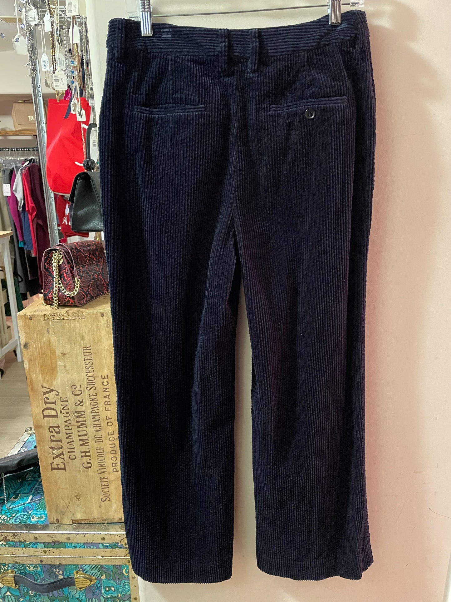 COACH Navy Cotton Corduroy Wide Leg Pants - Size 8