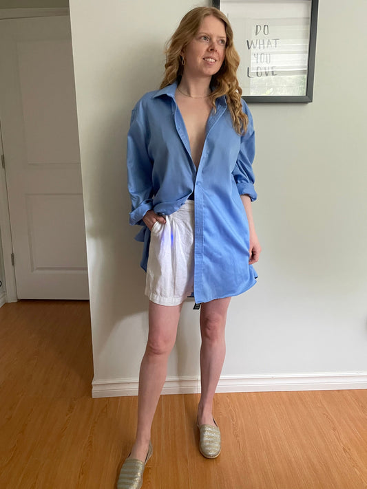 Bellissimo Sky Blue Oversized Button-Up Shirt – 17.5R / XL