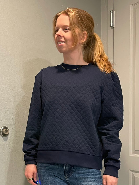 Walter Hagen Navy Quilted Pullover Sweatshirt – Medium