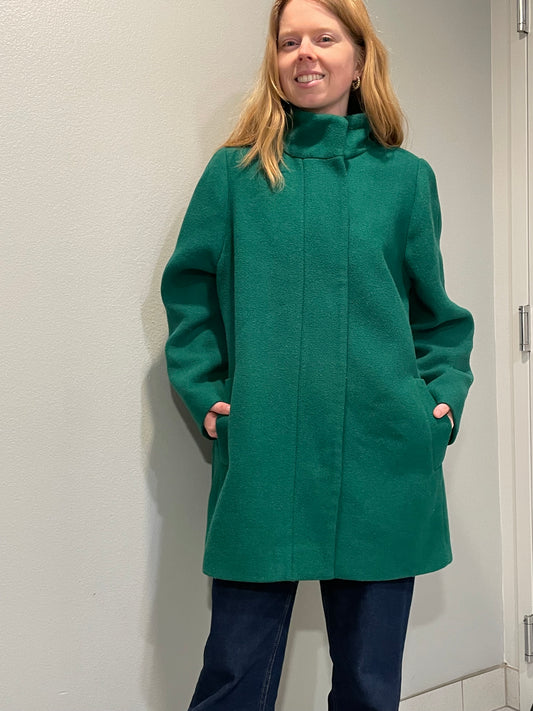 J.Crew Mercantile Kelly Green Wool-Blend Zip Coat – Size 18