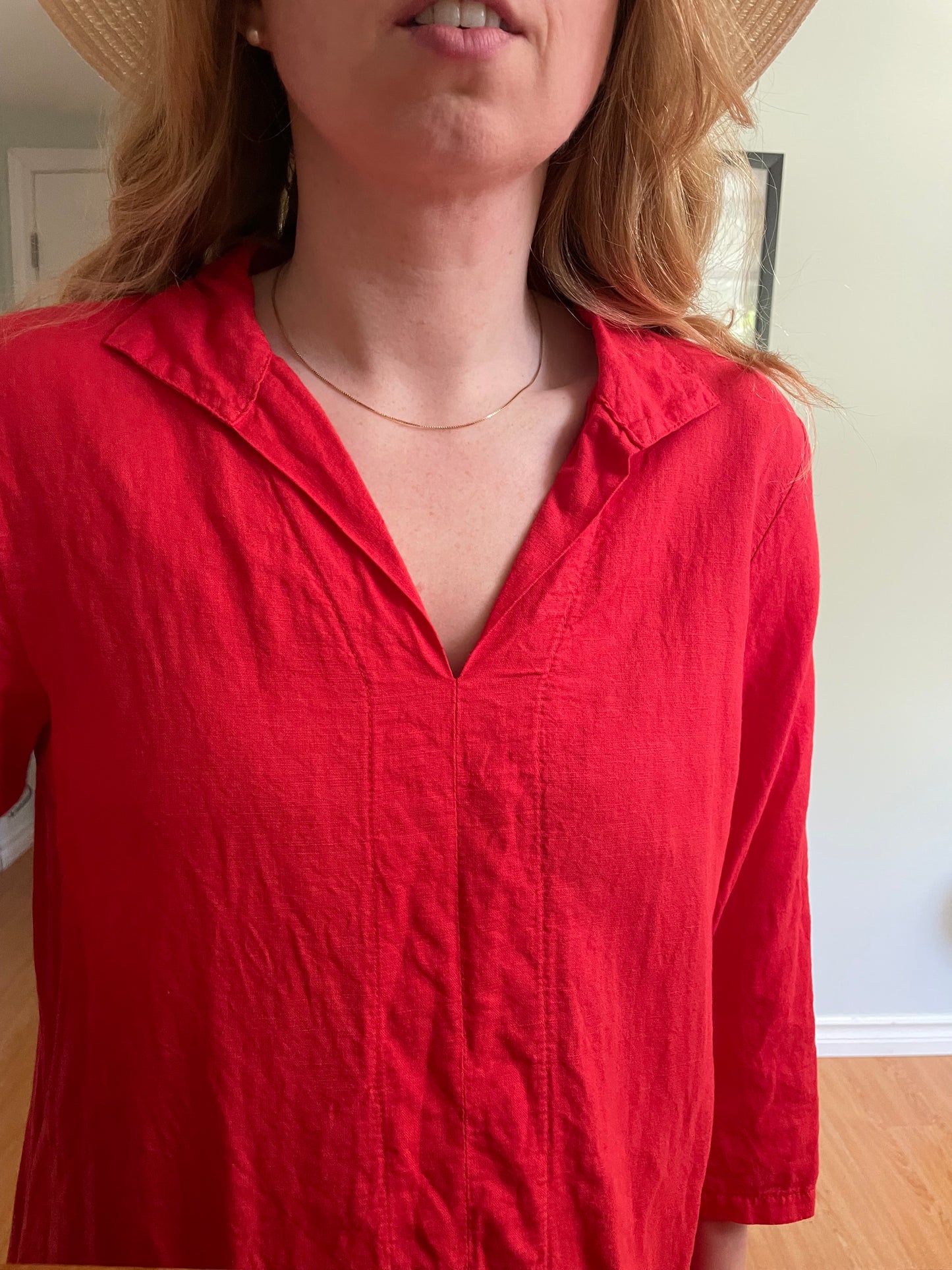Terzo Millennio Red Italian Linen Shift Dress – Medium
