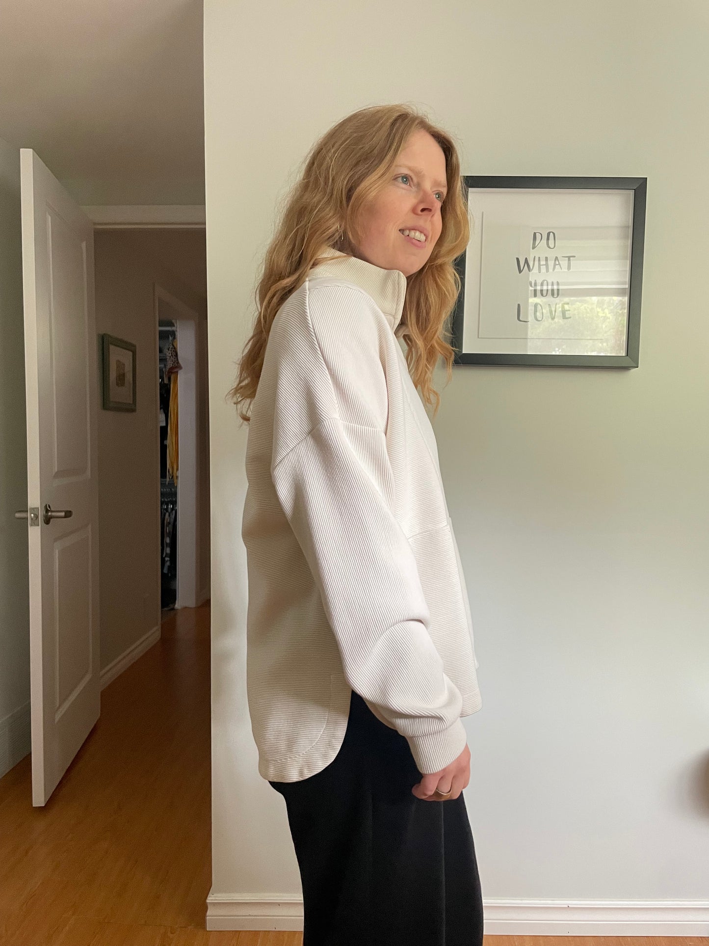 Shambhala Cream Ribbed Half-Zip Pullover Sweater - Medium