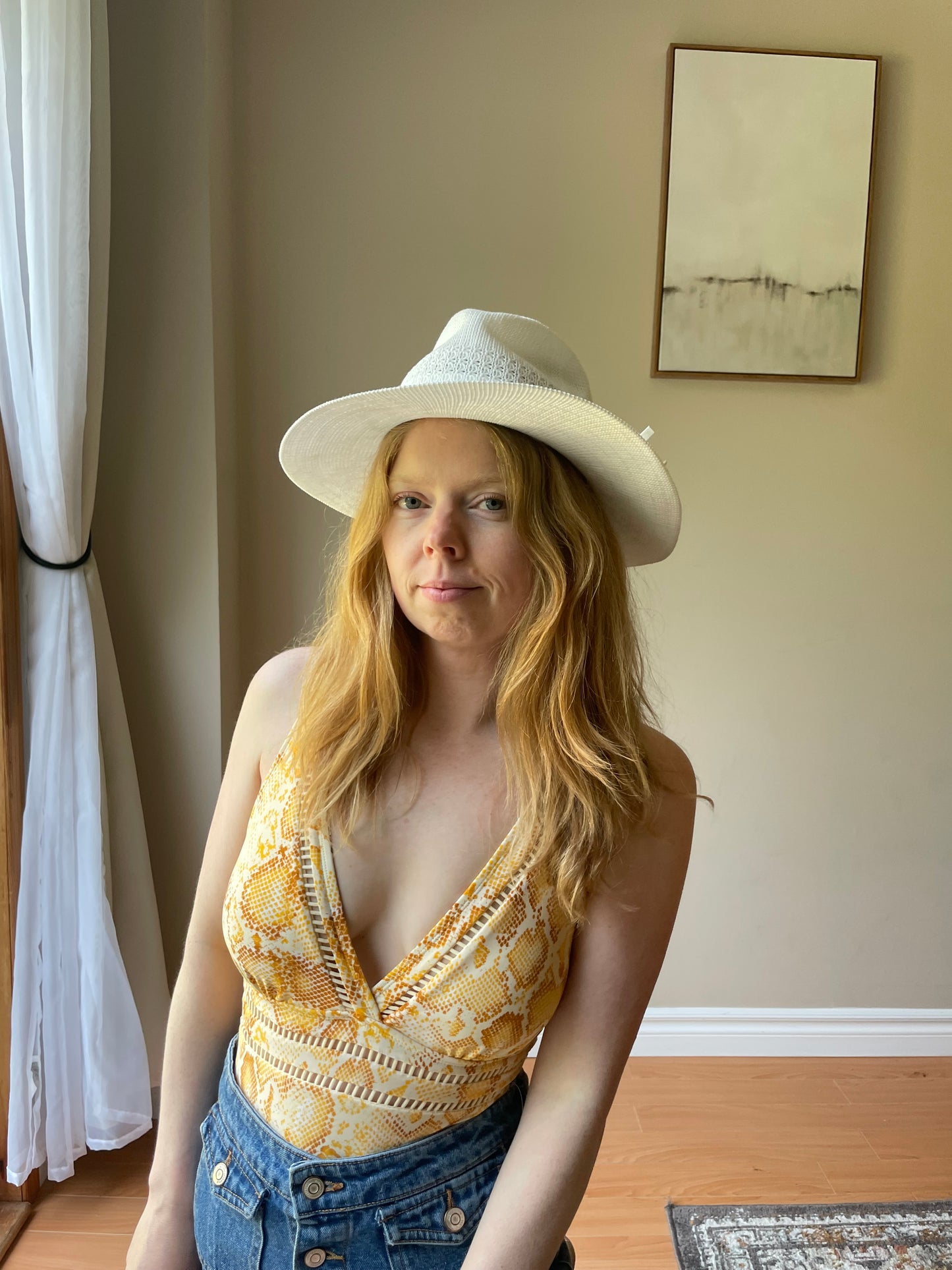 Ivory Structured Woven Sun Hat