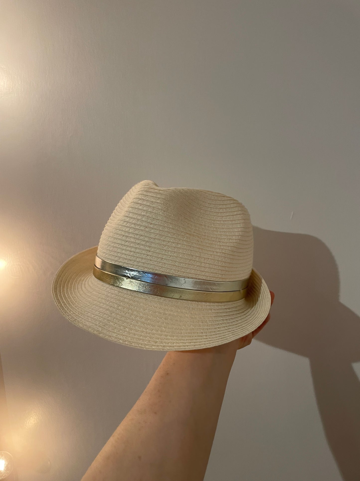 Sun ‘N’ Sand Ivory Metallic Fedora Sun Hat