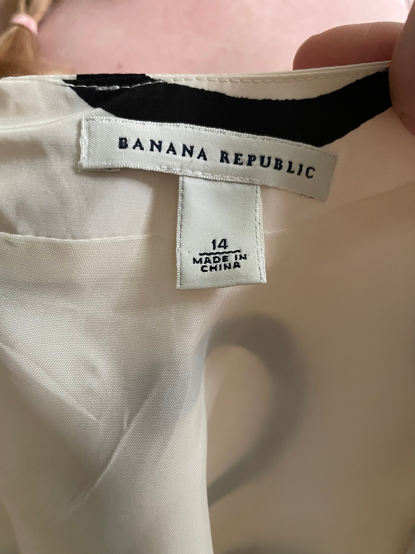 Banana Republic Ivory & Black Silk Blend Circle Print Dress – Size 14