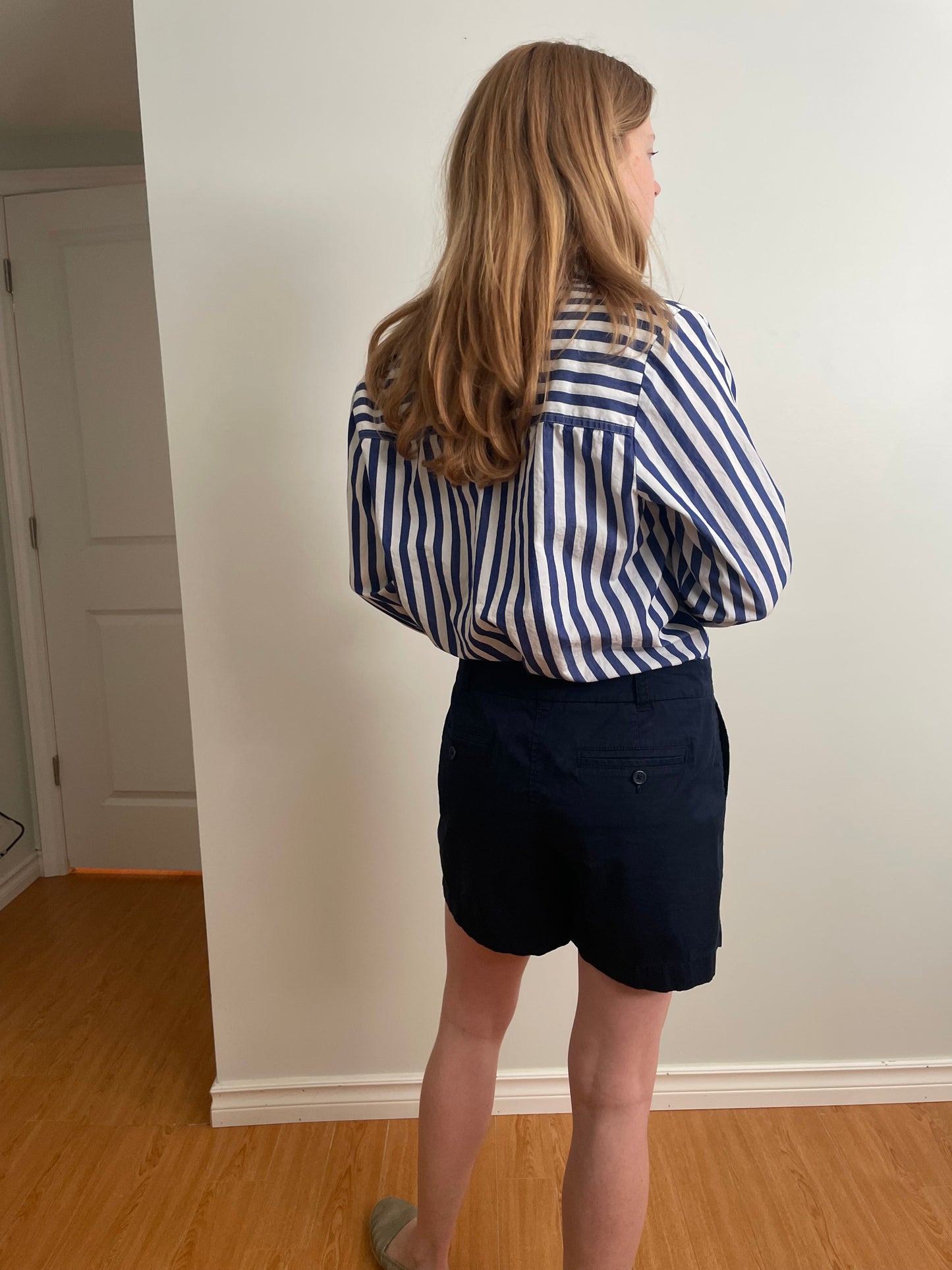 J.Crew Blue & White Striped Cotton Popover Shirt – Size 6