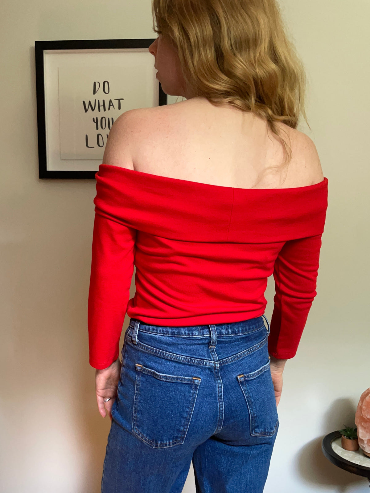 By Anthropologie Bright Red Fold-Over Off-Shoulder Top – Small