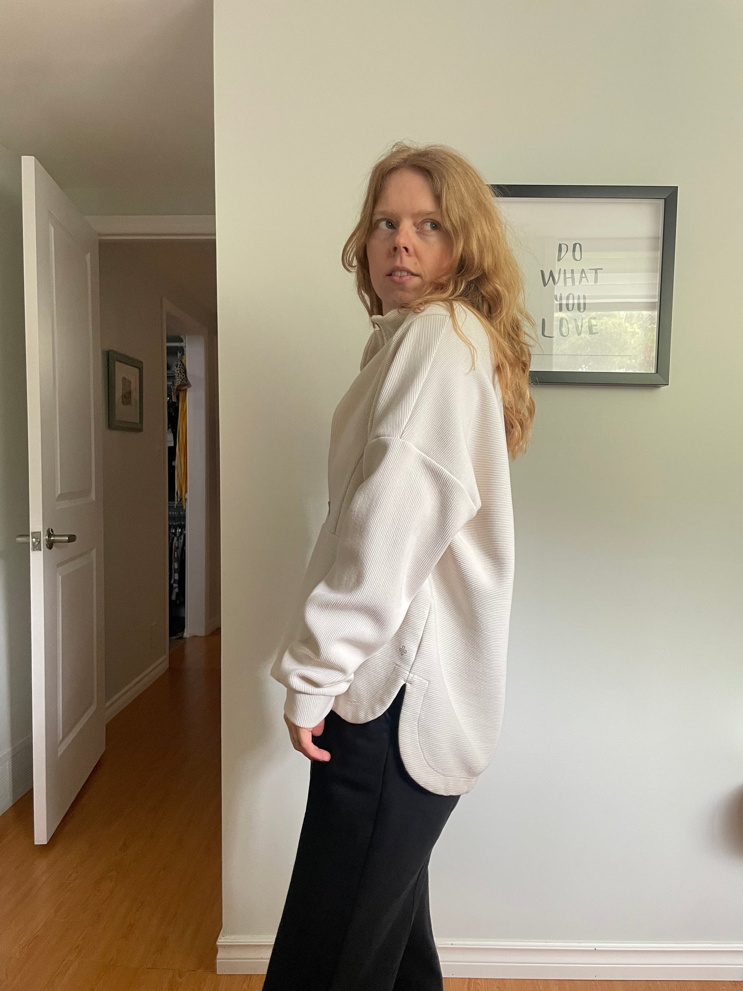 Shambhala Cream Ribbed Half-Zip Pullover Sweater - Medium