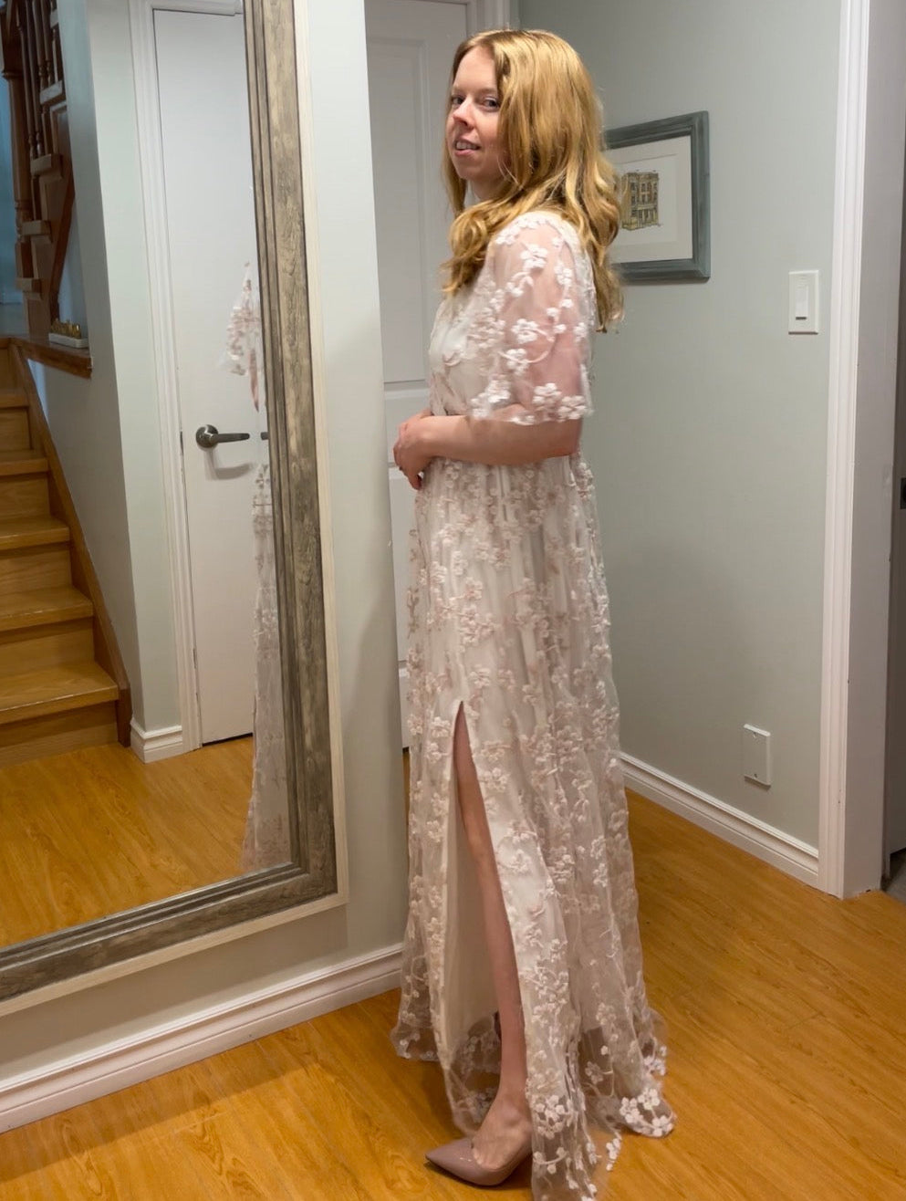 Baltic Born Floral Mesh Belted Maxi Dress – Medium